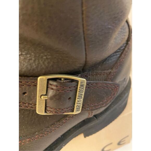 Harley Davison ankle brown boots size 9 studs laces stock #087076 - Picture 3 of 8